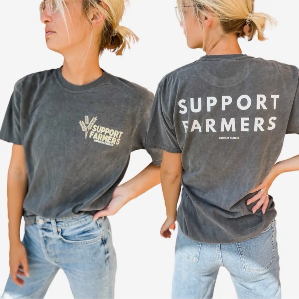 Support Farmers Graphic Tee in Faded Charcoal